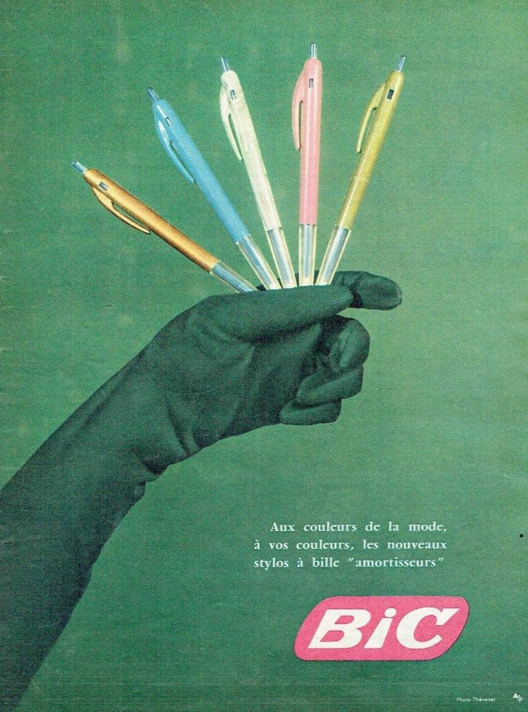 Publicité Bic - Crayon - Écrivez Bic et bien - Image d'un coureur cycliste en tenue Bic - Charlie Grosskost