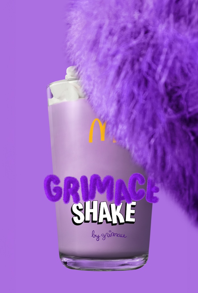 Publicité McDonald's - Grimace Shake - Milk Shake derrière une main de Grimace - Agence DDB Paris - 2025
