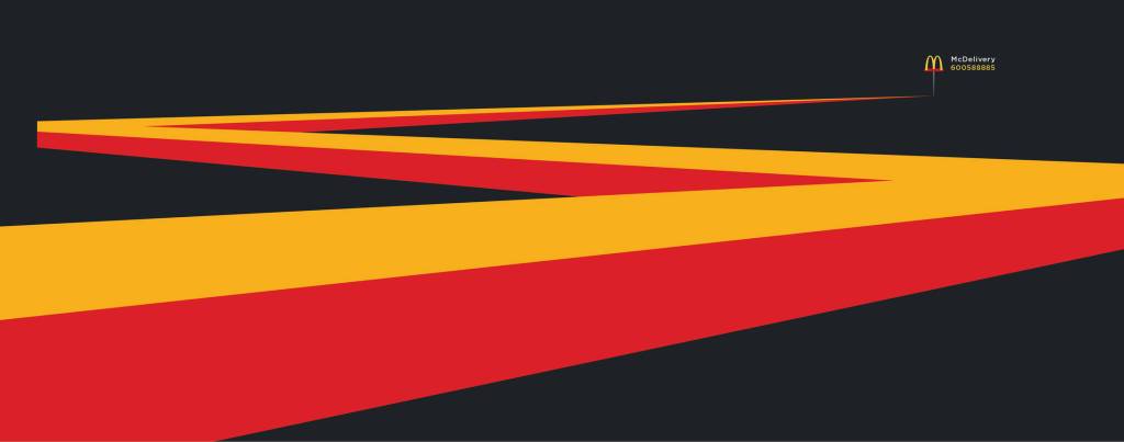 Publicité McDonald's - McDelivery - Trait évoquant la rapidité de la livraison prend la forme des frites - Agence DDB - Émirats arabes unis - 2018