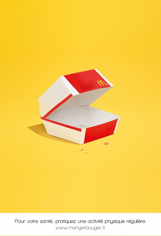 Publicité McDonald's - Packagings - Minimaliste - Vous n'en perdrez pas une miette - Packaging de Big Mac vide - Agence TBWA Paris - 2017