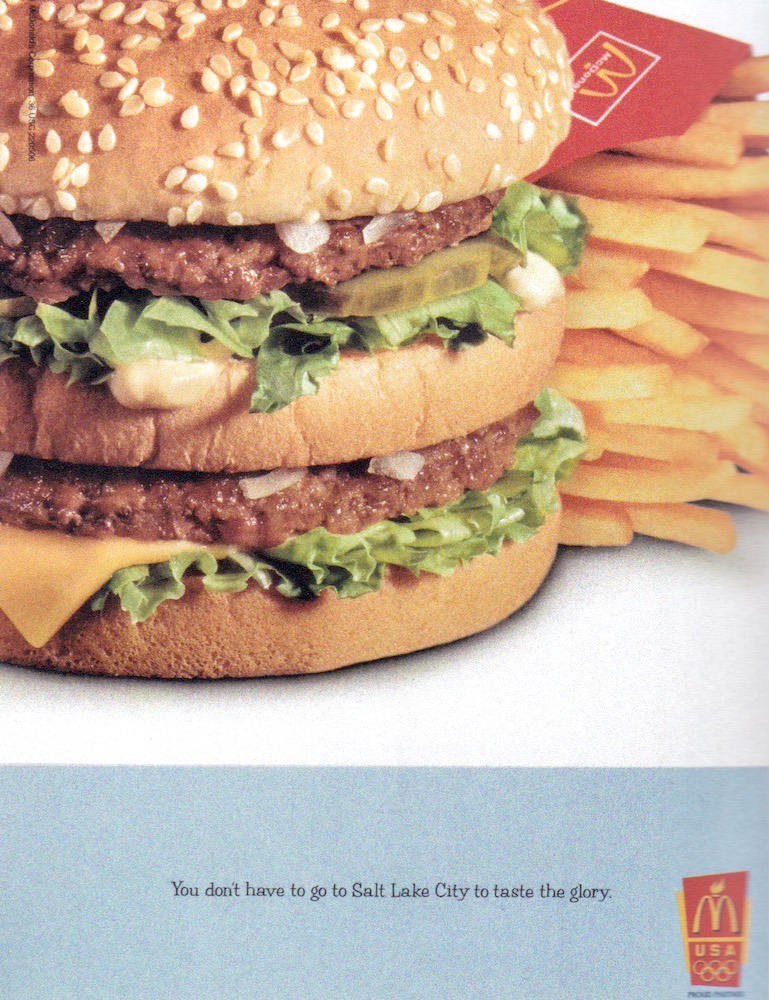Publicité McDonald's - You don't have to go to Salt Lake City to taste the glory - BigMac et frites en gros plan - 2000 - USA