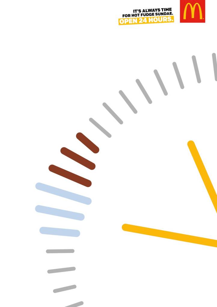 Publicité McDonald's - 24/24h - Horloge - Les minutes ressemblent à un Sundae - Agence Leo Burnett/Thjnk - Allemagne - 2018