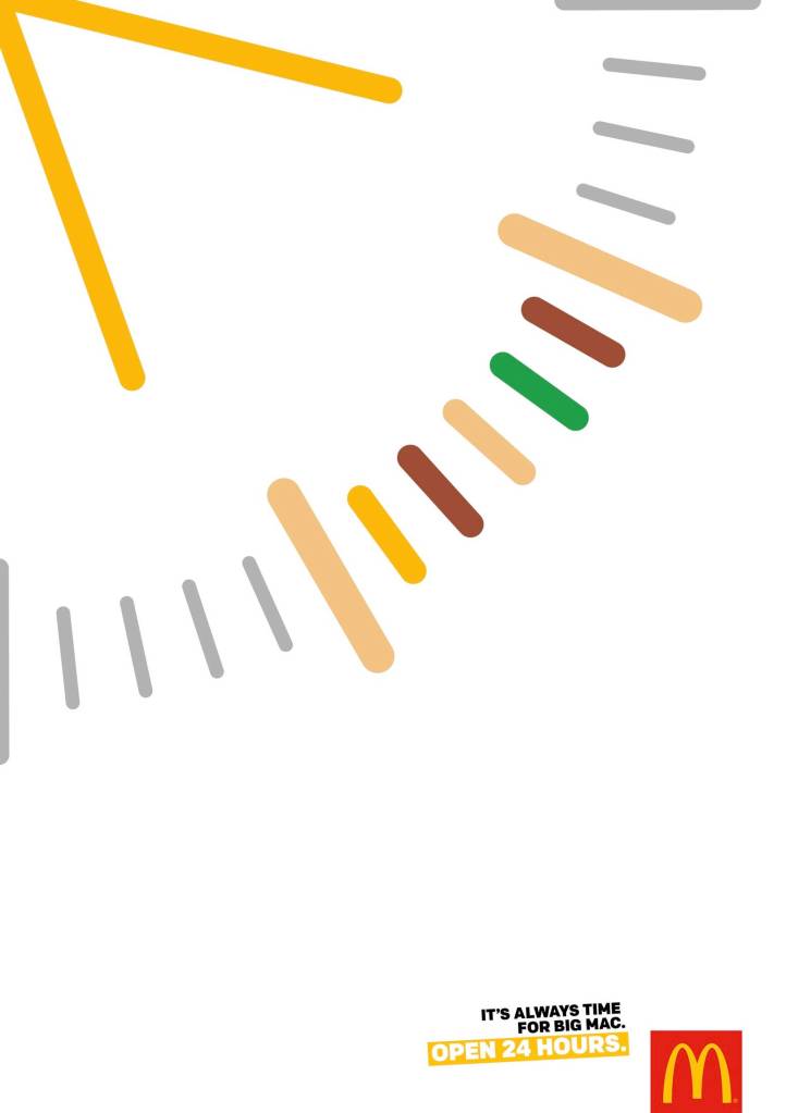 Publicité McDonald's - 24/24h - Horloge - Les minutes ressemblent à un BigMac - Agence Leo Burnett/Thjnk - Allemagne - 2018