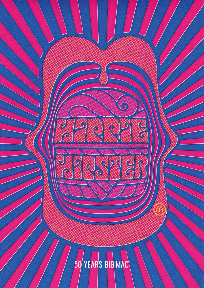 Publicité McDonald's - 50 ans Big Mac - 50 artistes - Hippie-Hipster - Agences TBWA Suisse et Worldwide - 2019