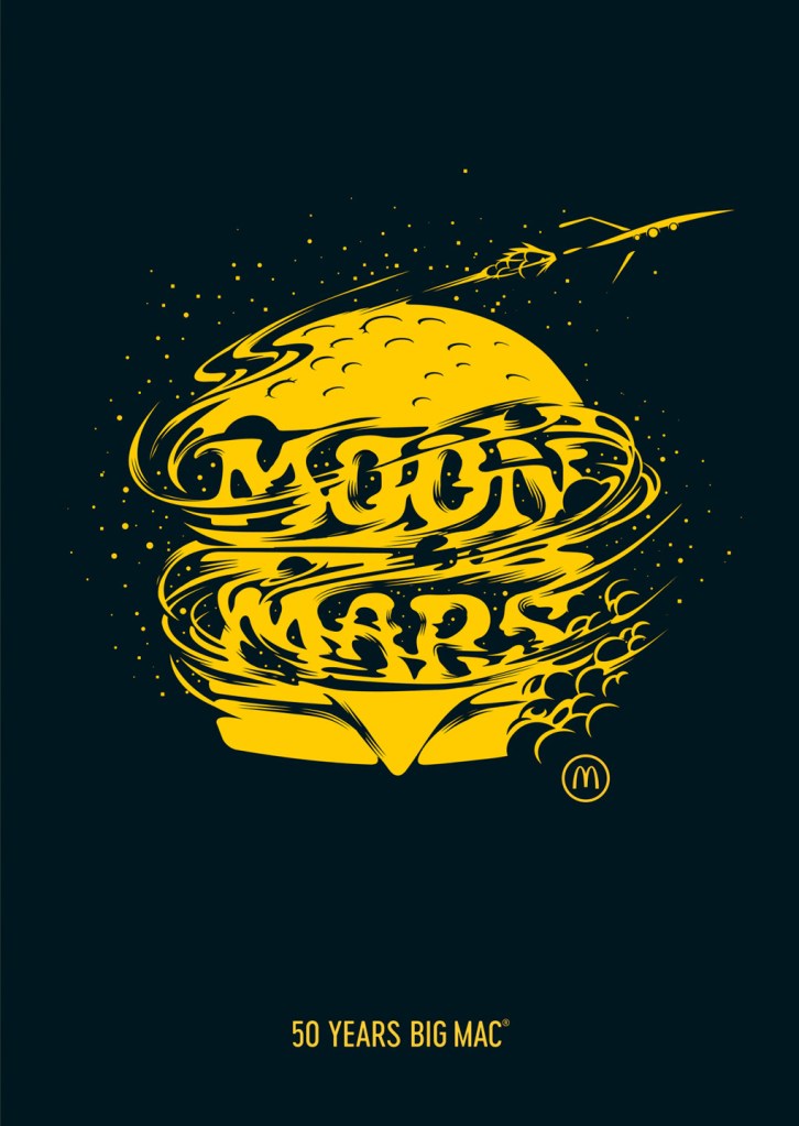 Publicité McDonald's - 50 ans Big Mac - 50 artistes - Moon-Mars - Agences TBWA Suisse et Worldwide - 2019