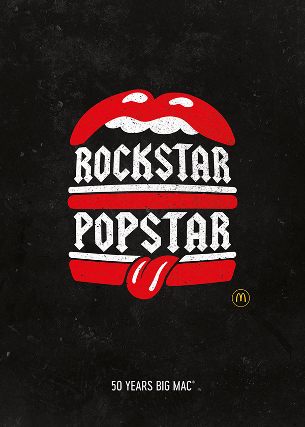 Publicité McDonald's - 50 ans Big Mac - 50 artistes - RockStar-PopStar - Agences TBWA Suisse et Worldwide - 2019