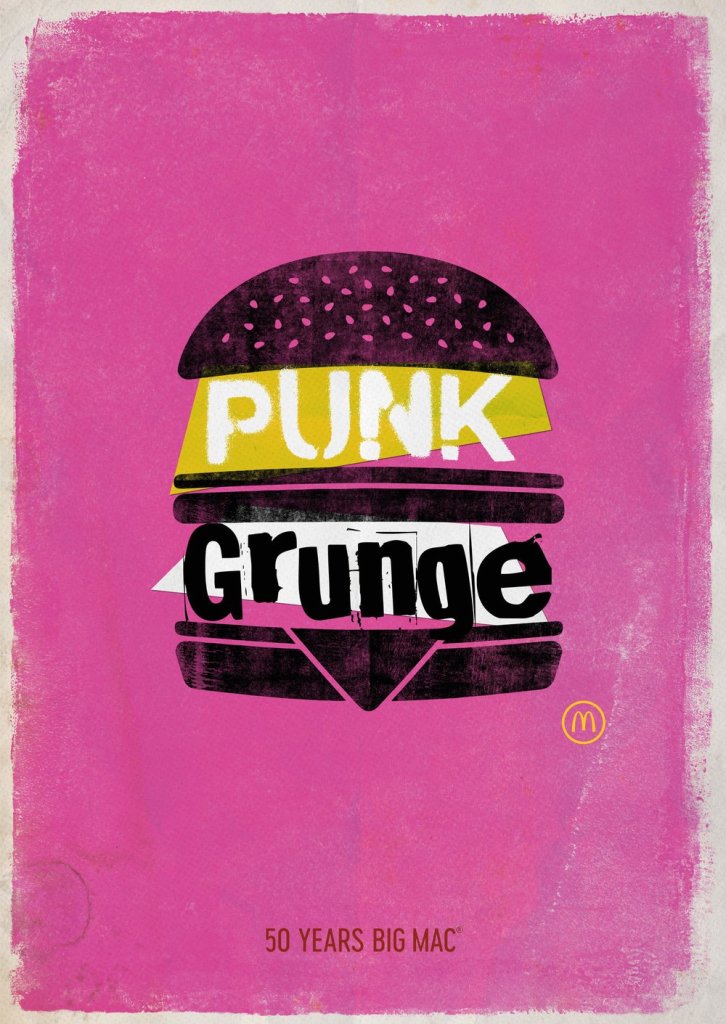 Publicité McDonald's - 50 ans Big Mac - 50 artistes - Punk-Grunge - Agences TBWA Suisse et Worldwide - 2019
