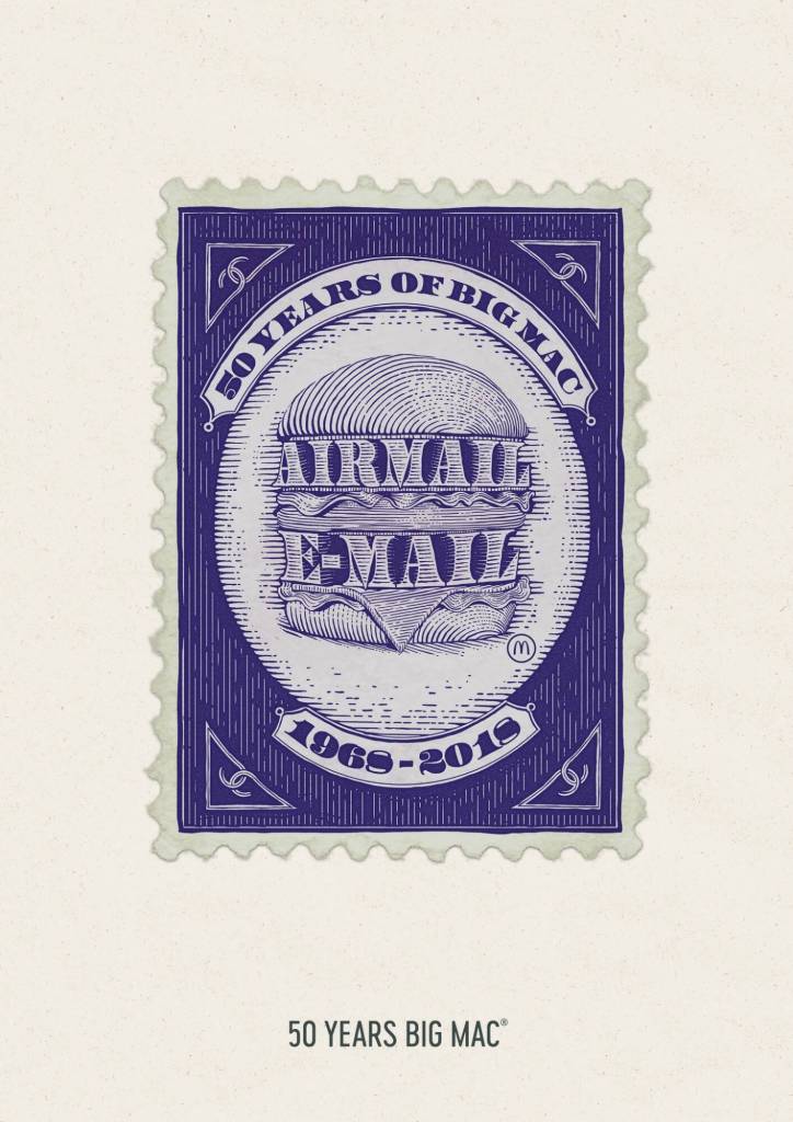 Publicité McDonald's - 50 ans Big Mac - 50 artistes - Airmail-E-mail - Agences TBWA Suisse et Worldwide - 2019