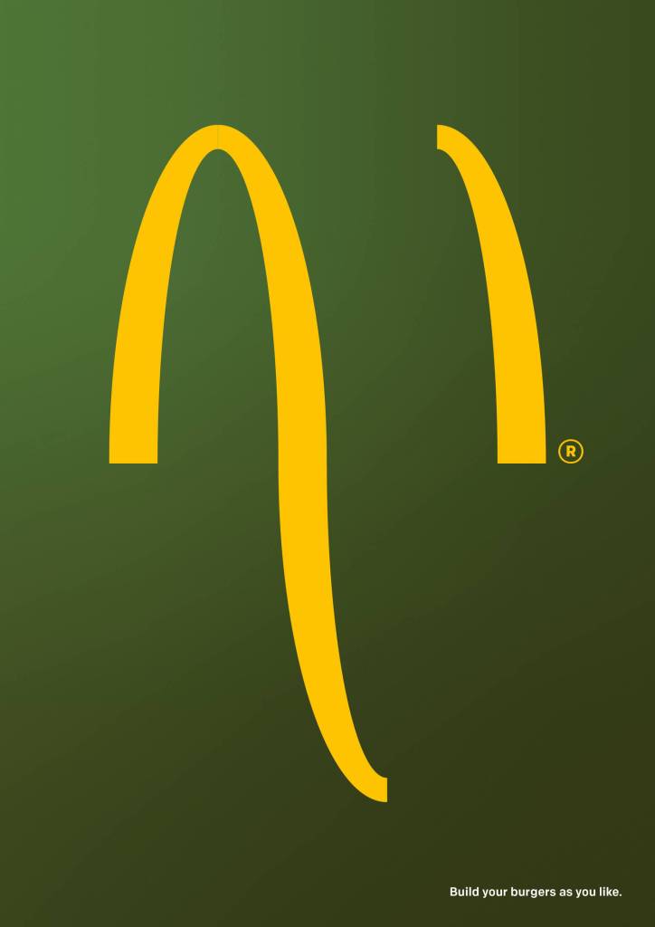 Publicité McDonald's - Build your burgers - Les éléments du logo McDonald's sont mélangés - Agence thjnk&Leo Burnett - Allemagne - 2018