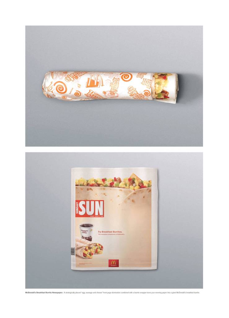 Publicité McDonald's - Burrito - Une fois roulé, le journal The Sun ressemble à un tacos - Cossette - Canada - 2009