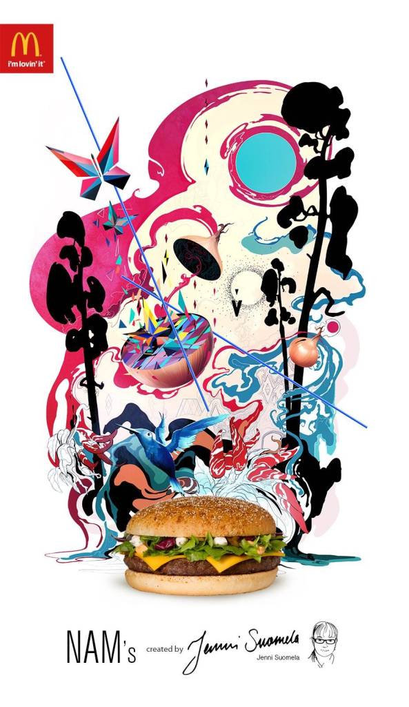 Publicité McDonald's - Créateurs - Nam's par Jenni Suomela - Illustration des formes très vaporeuses - DDB - Finlande - 2013