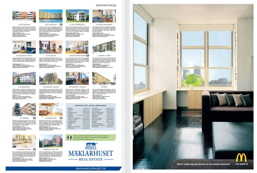 Publicité McDonald's - Don't make big décisions on an empty stomach  Appartement situé près d'une centrale - DDB - Suède - 2007