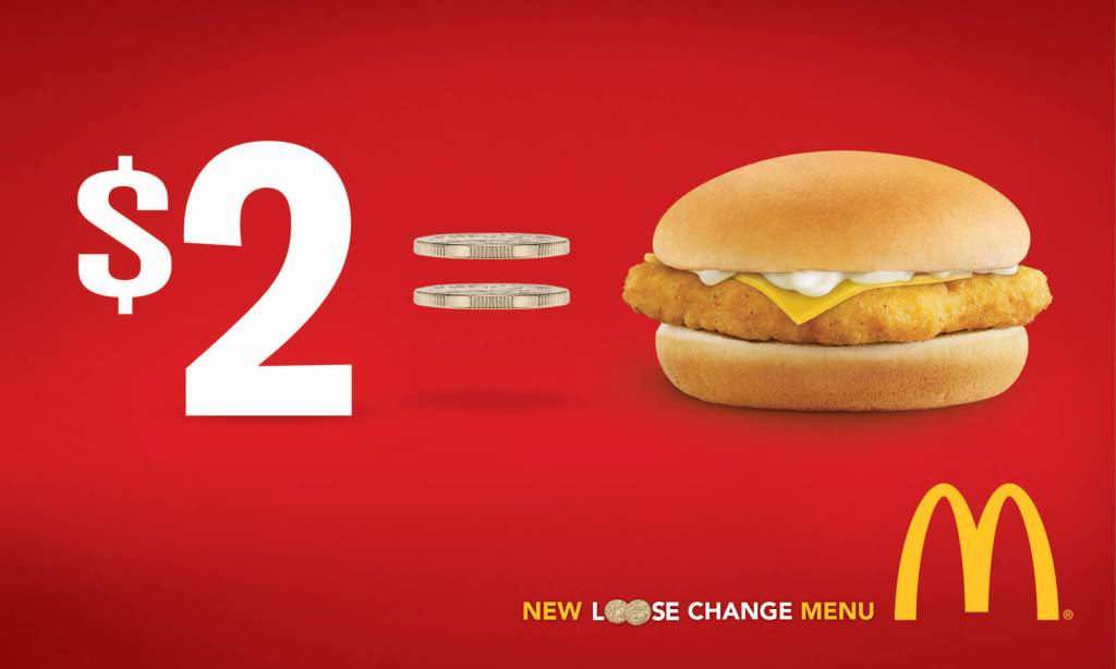 Publicité McDonald's - New loose change menu - $2 = un filet of fish - Agence DDB - Australie - 2012
