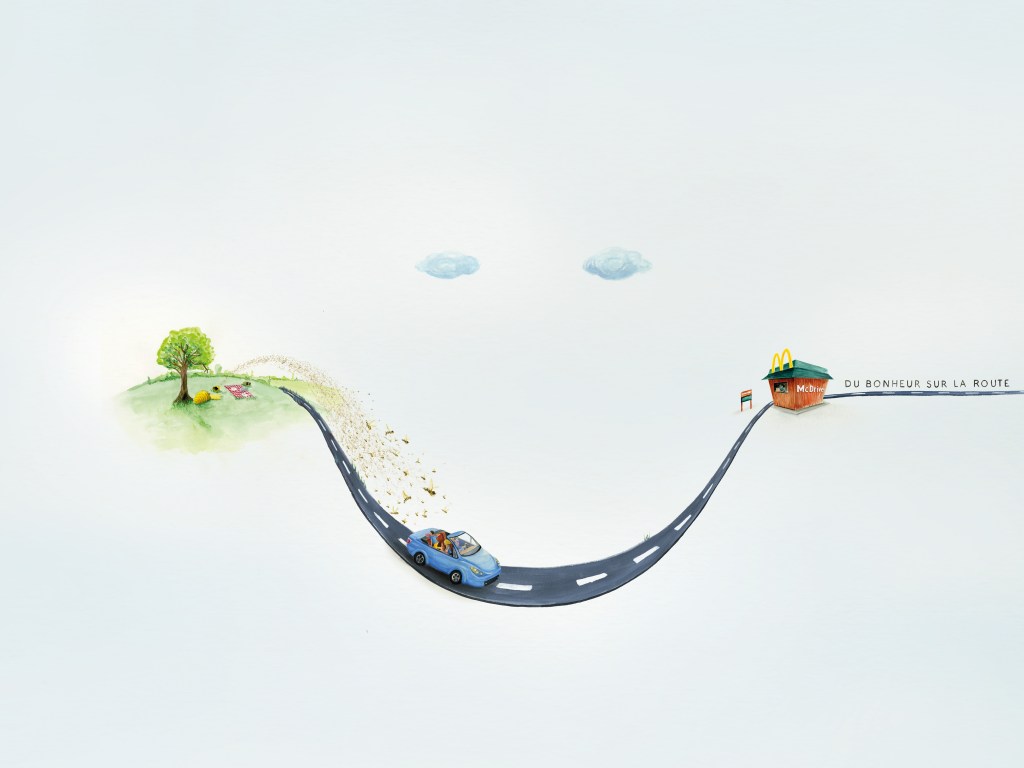 Publicité McDonald's - Drive - Du bonheur sur la route - Décapotable fuit un essaim d'abeilles pour se rendre chez Mc Donald's - Agence TBWA Paris - 2018