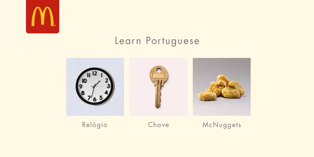 Publicité Mcdonald's - Big Mac - Learn Portuguese - Relogio (Horloge) Chave(Clé) MacNuggets - Agence Leo Burnett - UK - 2016