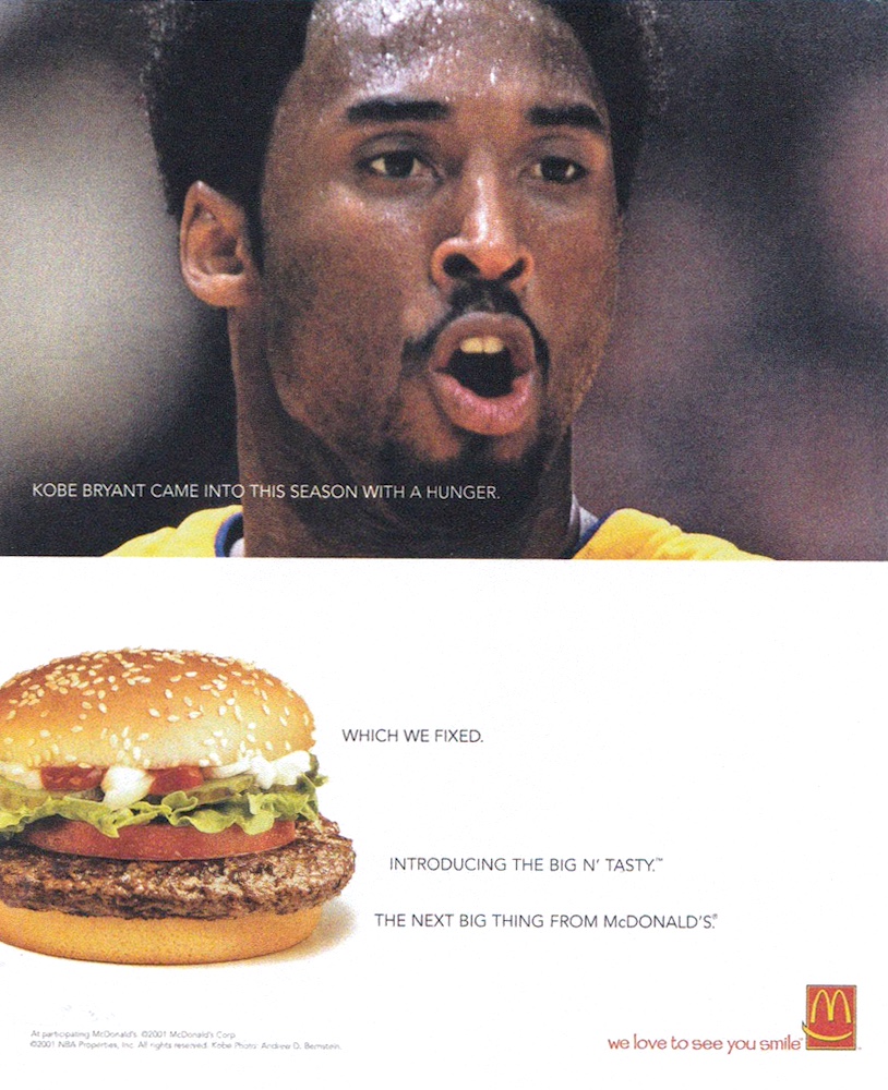 Publicité McDonald's - Kobe Bryant came into this season with a hunger - Portrait de Kobe Bryant en action -  2001 - USA