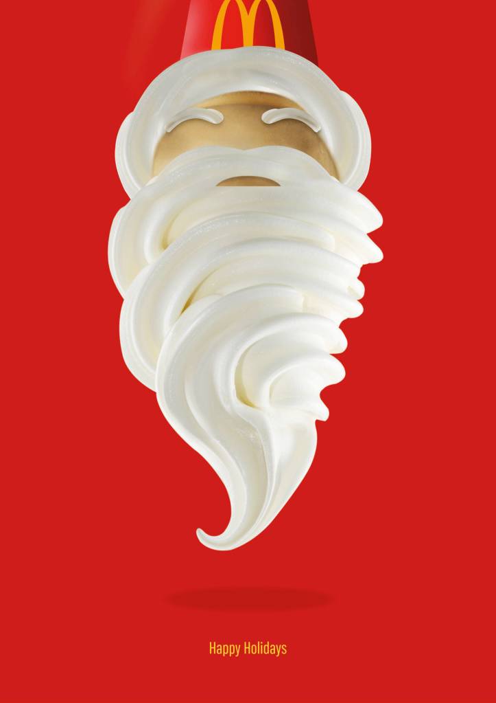 Publicité - McDonald's - Noël - Happy Holidays - Une glace à l'envers ressemble au Père Noël - Agence OwenKessel Leo Burnett -Afrique du Sud - 2016