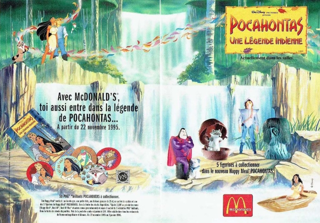 Publicité McDonald's - Happy Meal - partenariat "Pocahontas, une légende indienne" - 1995