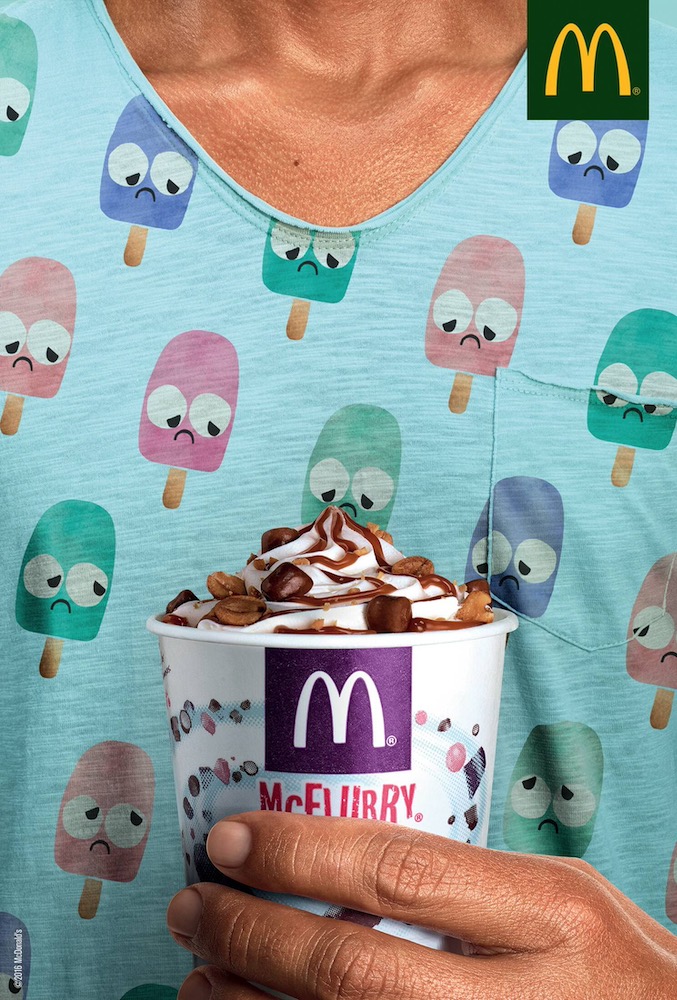Publicité McDonald's -Tee-shirts- Mc Flurry - Les bâtonnets de glace sont effrayés par le Mc Flurry - TBWA - Portugal - 2016