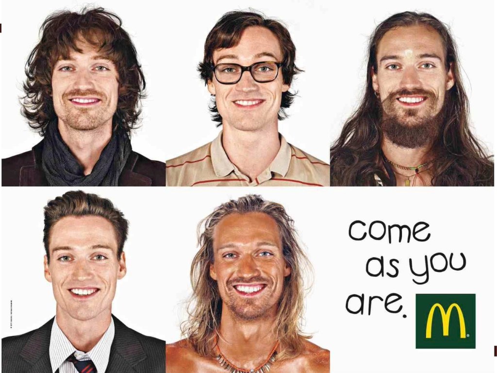Publicité McDonald's - Venez comme vous êtes - Portraits - Même homme, mais avec des visages différents - BETC Paris - 2009