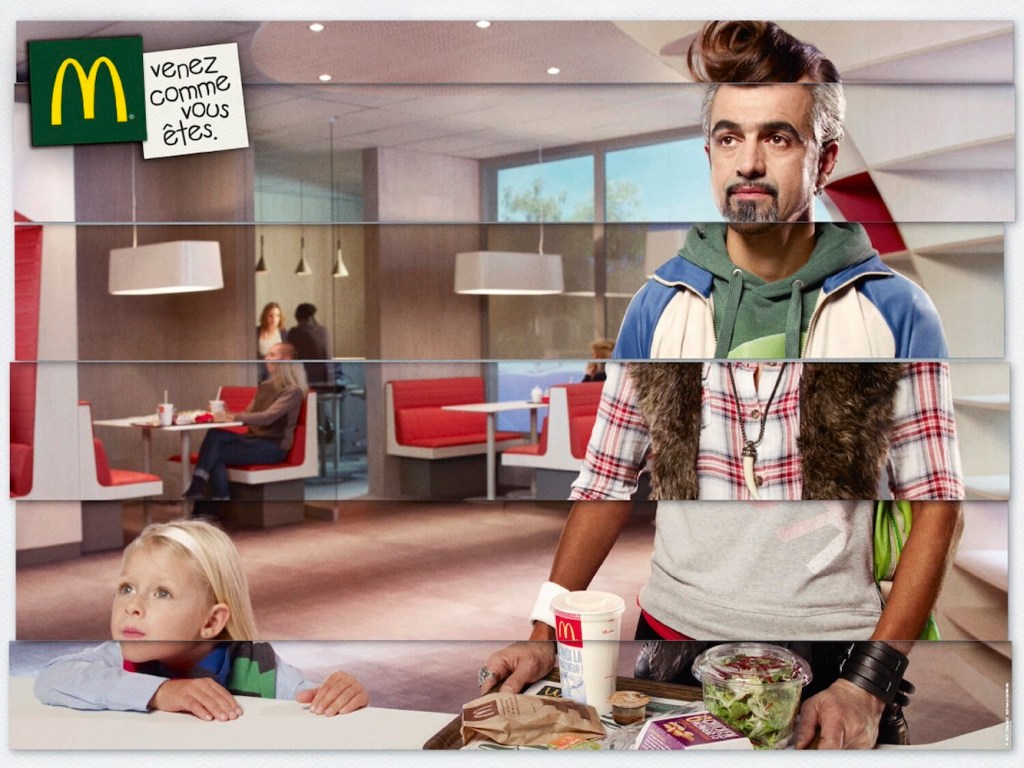 Campagne McDonald's - Venez comme vous êtes - Meddley - Père avec sa fille composé en plusieurs bandes - Agence BETC - 2012 
