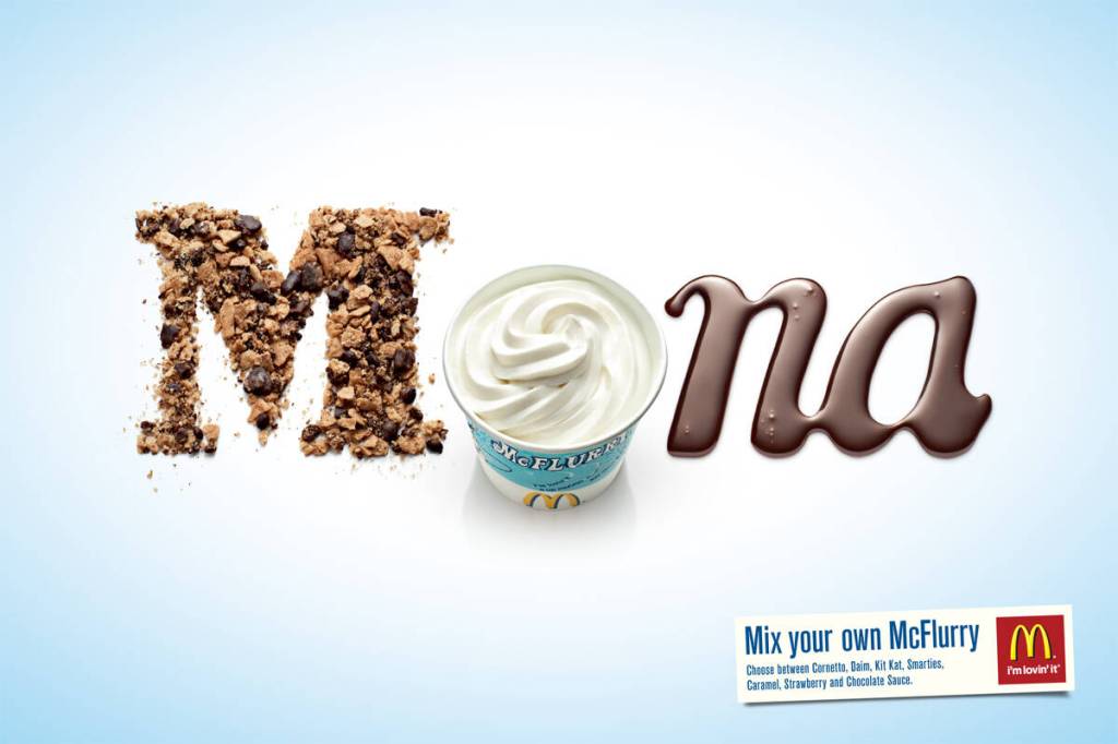 Publicité McDonald's - McFlurry - Mix your own MFlurry - Mona composé de céréales et de coulis de chocolat - Agence DDB - Danemark - 2009 