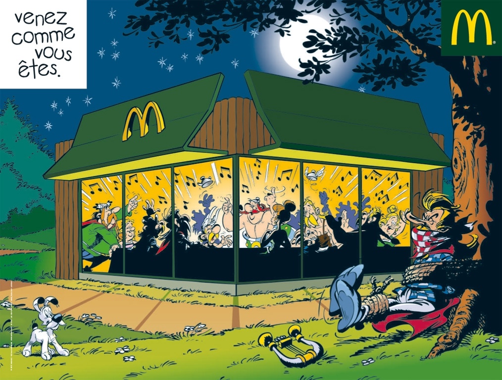 Publicité McDonald's - Venez comme vous êtes - Astérix et tous le village se retrouve au Drive pour le banquet final, sauf Assurancétourix - Agence BETC Paris - 2009